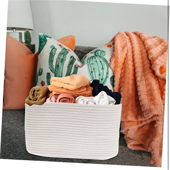 Cotton Rope Baskets for Shelves Storage, Cube Shelf Closet Storage Bins Set of 2 - Picture 4 of 7